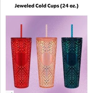 RED Jeweled Cold Cups (24 oz.)
This Beautiful stunning RED Jeweled Cold Cup